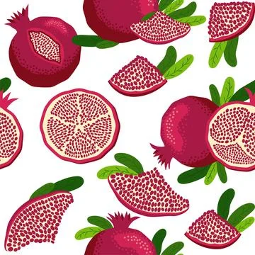 Seamless pattern with pomegranates. Decorative patterns of the pomegranate .. 스톡 일러스트