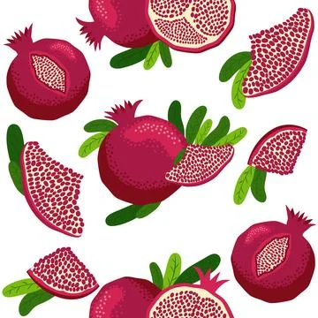 Seamless pattern with pomegranates. Decorative patterns of the pomegranate .. 스톡 일러스트