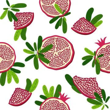 Seamless pattern with pomegranates. Decorative patterns of the pomegranate .. Stock Illustration
