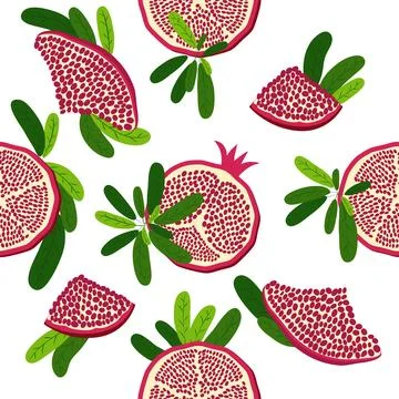 Seamless pattern with pomegranates. Decorative patterns of the pomegranate fr Stock Illustration