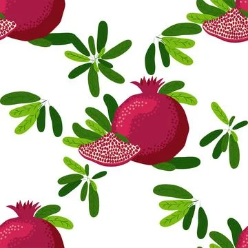Seamless pattern with pomegranates. Decorative patterns of the pomegranate .. Stock Illustration