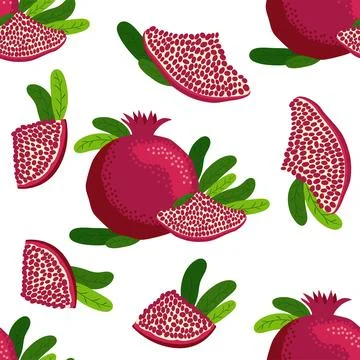 Seamless pattern with pomegranates. Decorative patterns of the pomegranate fr Stock Illustration