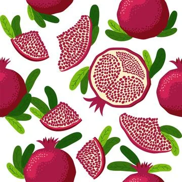 Seamless pattern with pomegranates. Decorative patterns of the pomegranate fr Stock Illustration