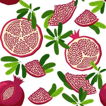 Seamless pattern with pomegranates. Decorative patterns of the pomegranate fr 스톡 일러스트