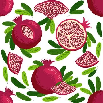 Seamless pattern with pomegranates. Decorative patterns of the pomegranate fr Stock Illustration