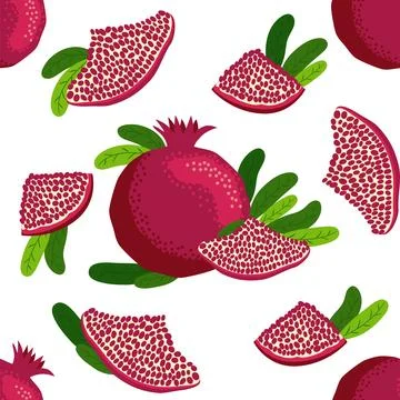 Seamless pattern with pomegranates. Decorative patterns of the pomegranate fr 스톡 일러스트