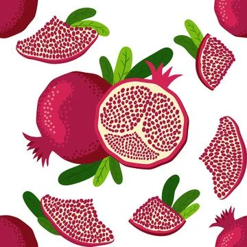 Seamless pattern with pomegranates. Decorative patterns of the pomegranate fr 스톡 일러스트