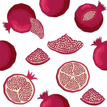 Seamless pattern with pomegranates. Decorative patterns of the pomegranate fr Stock Illustration