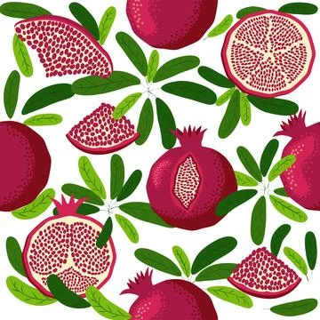Seamless pattern with pomegranates. Decorative patterns of the pomegranate .. Stock Illustration