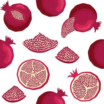Seamless pattern with pomegranates. Decorative patterns of the pomegranate fr Stock Illustration