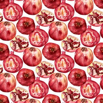Seamless pattern with pomegranates Stock Illustration