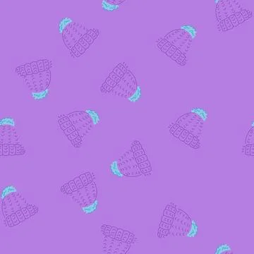 Seamless pattern pompom winter hat knit cartoon vector 스톡 일러스트