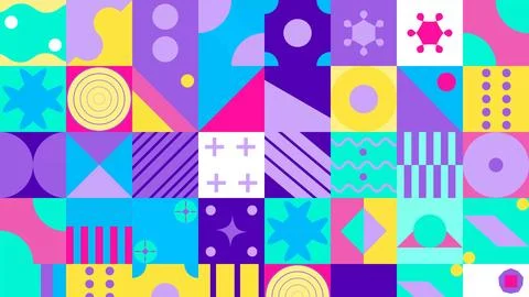 Seamless Pattern Of Pop And Colorful Abstract Geometric Shape Stock Illustration