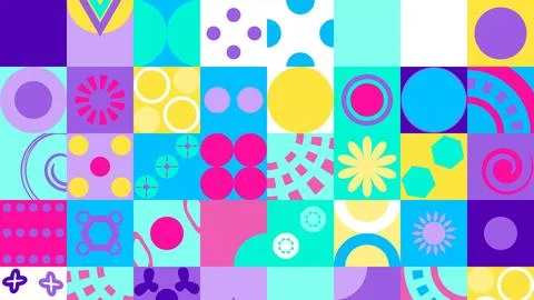 Seamless Pattern Of Pop And Colorful Abstract Geometric Shape Stock Illustration