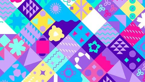 Seamless Pattern Of Pop And Colorful Abstract Geometric Shape Stock Illustration