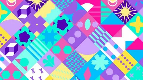 Seamless Pattern Of Pop And Colorful Abstract Geometric Shape Illustrazione stock