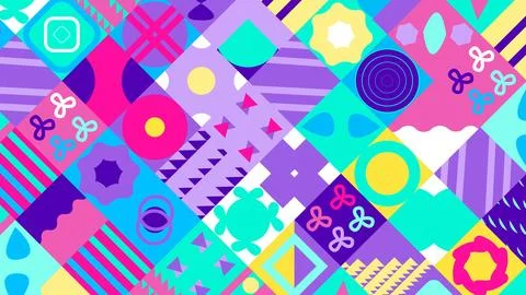 Seamless Pattern Of Pop And Colorful Abstract Geometric Shape Illustrazione stock