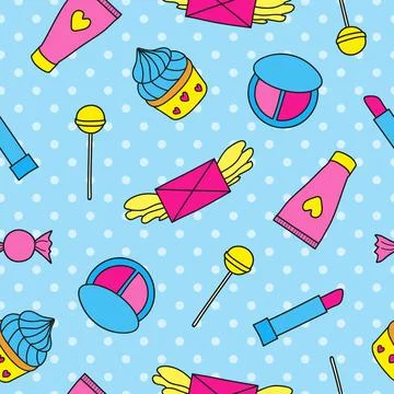 Seamless pattern with pop items. Stock Illustration