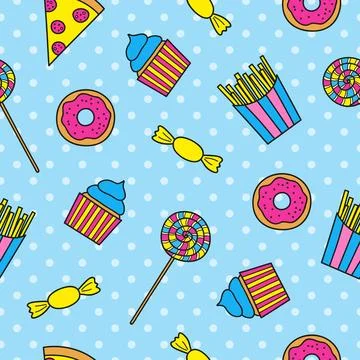 Seamless pattern with pop items. Stock Illustration