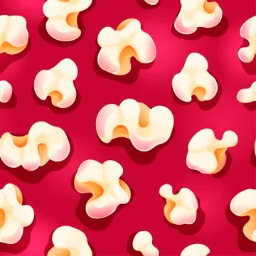 Seamless pattern with popcorn in cartoon style. Stock Illustration