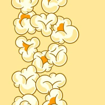 Seamless pattern with popcorn. Image of snack food in cartoon style. Stock Illustration