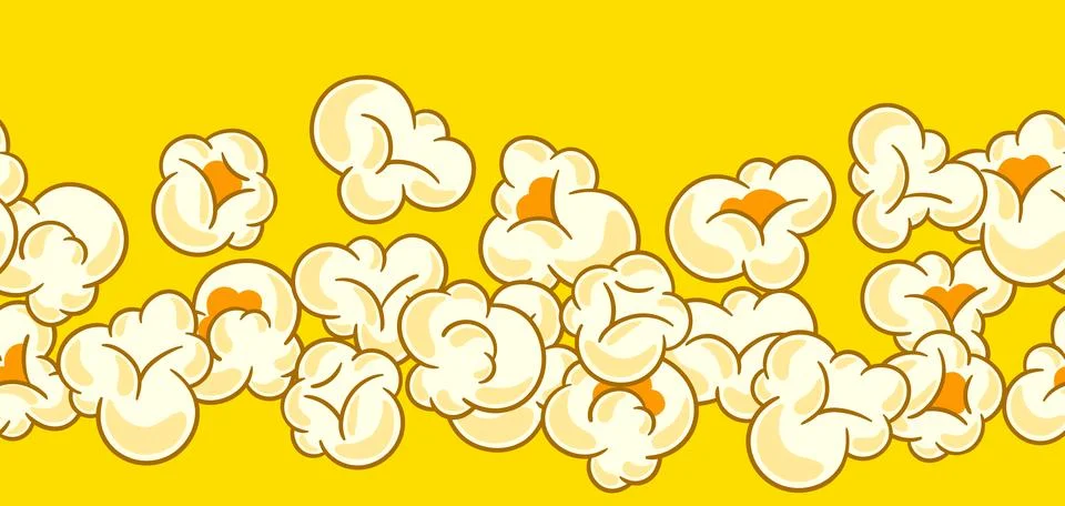 Seamless pattern with popcorn. Image of snack food in cartoon style. Stock Illustration