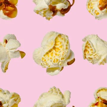 Seamless pattern - popcorn. popcorn on a pink background, pattern Stock Photos