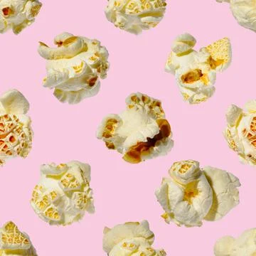 Seamless pattern - popcorn. popcorn on a pink background, pattern Stock Photos