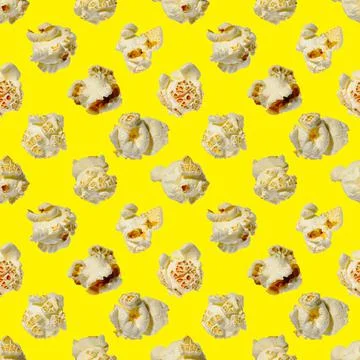 Seamless pattern - popcorn. popcorn on a yellow background, pattern Stock Photos