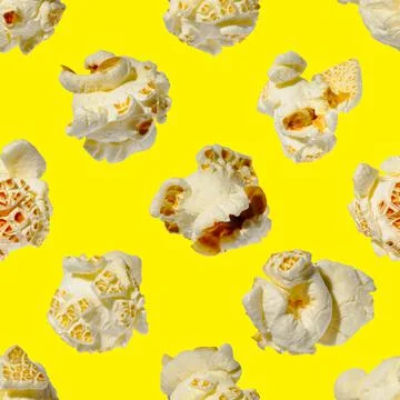 Seamless pattern - popcorn. popcorn on a yellow background, pattern Stock Photos