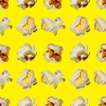 Seamless pattern - popcorn. popcorn on a yellow background, pattern Stock Photos