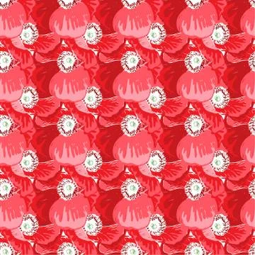 Seamless pattern with poppies flower.  Stock Illustration