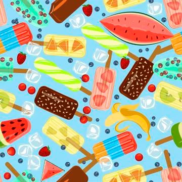 Seamless pattern with popsicles Stock Illustration