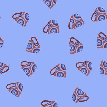 Seamless pattern porcelain cup ceramic cartoon vector Stock Illustration