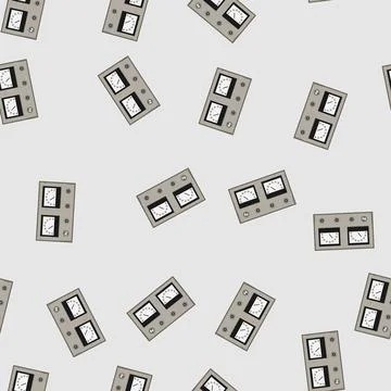 Seamless pattern porcelain retro control panel cartoon vector Stock Illustration