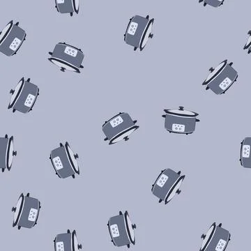 Seamless pattern pork slow cooker cartoon vector Stock Illustration