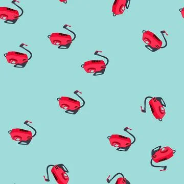 Seamless pattern portable air compressor with digital display inflating tires Stock Illustration