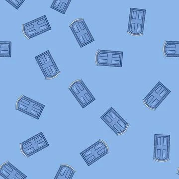 Seamless pattern Portable blue chemical toilet unit for outdoor events Stock Illustration