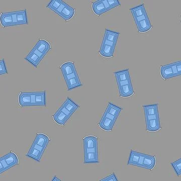 Seamless pattern Portable blue portable toilet isolated on white background,  스톡 일러스트