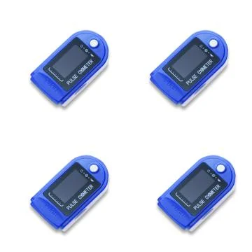 Seamless pattern. Portable blue Pulse Oximeter on isolated white background t Stock Photos