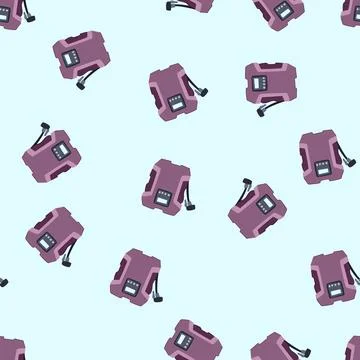 Seamless pattern portable digital air compressor inflating tire pump Illustrazione stock
