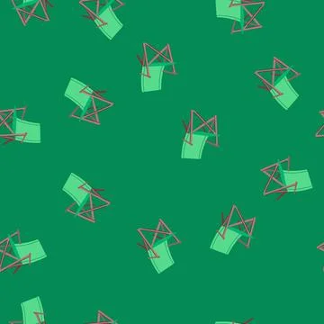 Seamless pattern portable green folding chair for outdoor leisure Stock Illustration