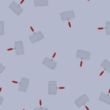 Seamless pattern portable grill rack cartoon vector Stock Illustration