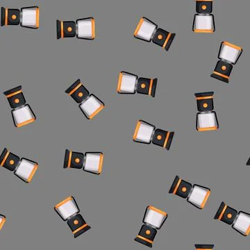 Seamless pattern portable lantern camp lamp cartoon vector Stock Illustration