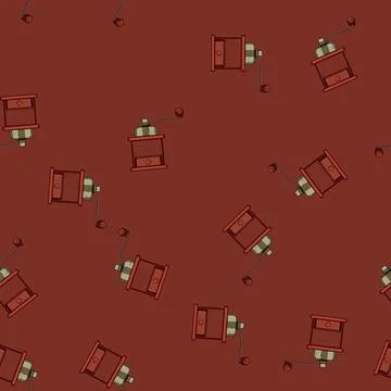 Seamless pattern portable manual coffee grinder cartoon vector Stock Illustration