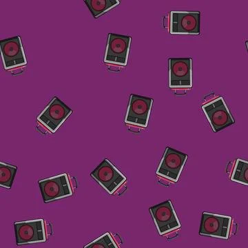 Seamless pattern portable partybox sound cartoon vector Stock Illustration