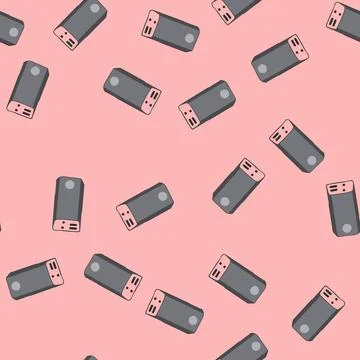 Seamless pattern portable power bank cartoon vector 스톡 일러스트