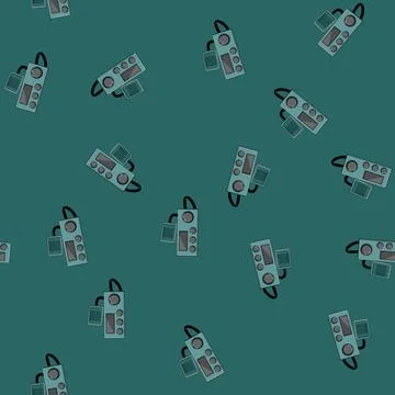 Seamless pattern portable radio transceiver cartoon vector Stock Illustration