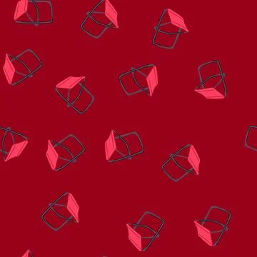 Seamless pattern portable red folding camping stool for outdoor leisure Illustrazione stock