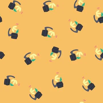 Seamless pattern portable travel mug holding hot coffee or tea Stock Illustration
